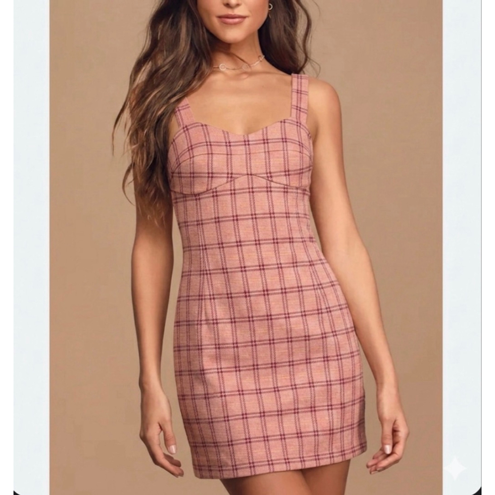 Popular 21 Pink & Red Plaid Mini Dress M